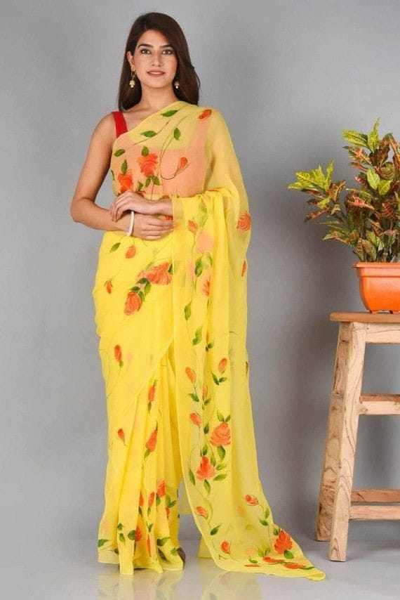 VK 4127 Printed Soft Georgette Sarees Wholesale Clothing Suppliers In India